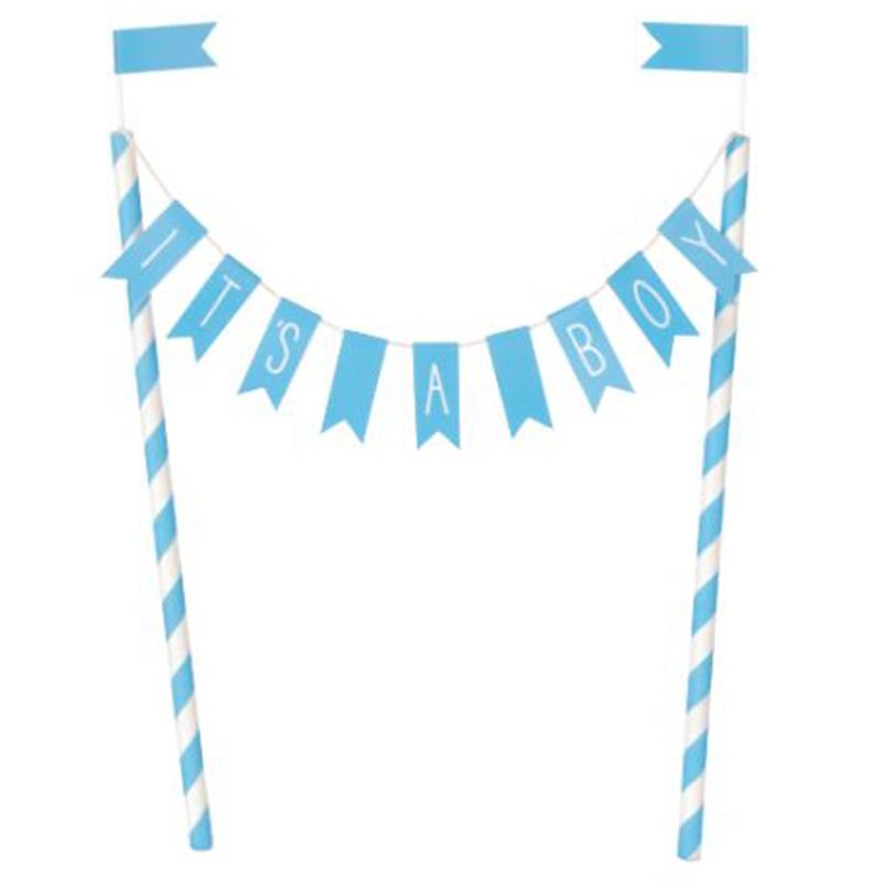 Unique - It's A Boy Baby Shower Bunting Cake Topper - Blue