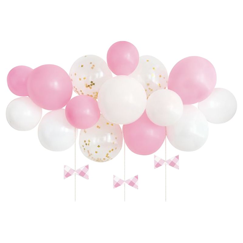 Unique - Pink Gingham 1st Birthday Balloon Arch Kit