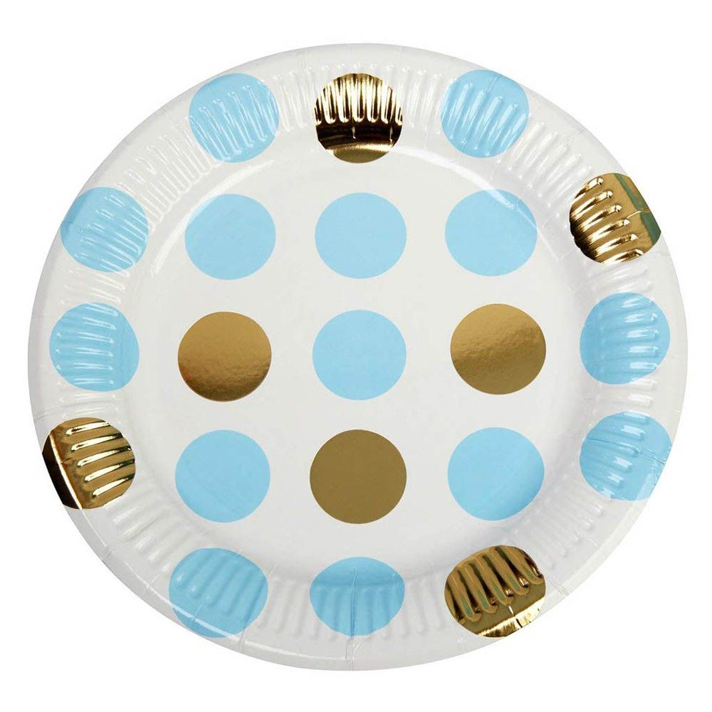 Neviti - Party Plate Dots 8pcs - Blue & Gold