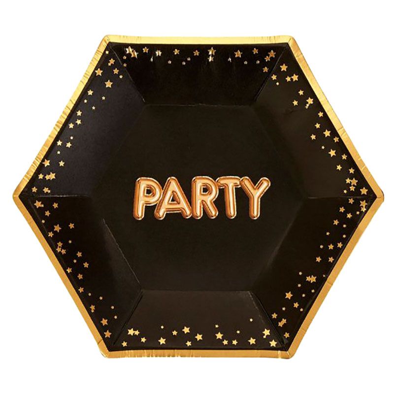 Neviti - Glitz & Glamour Black & Gold Plate - Medium - Party