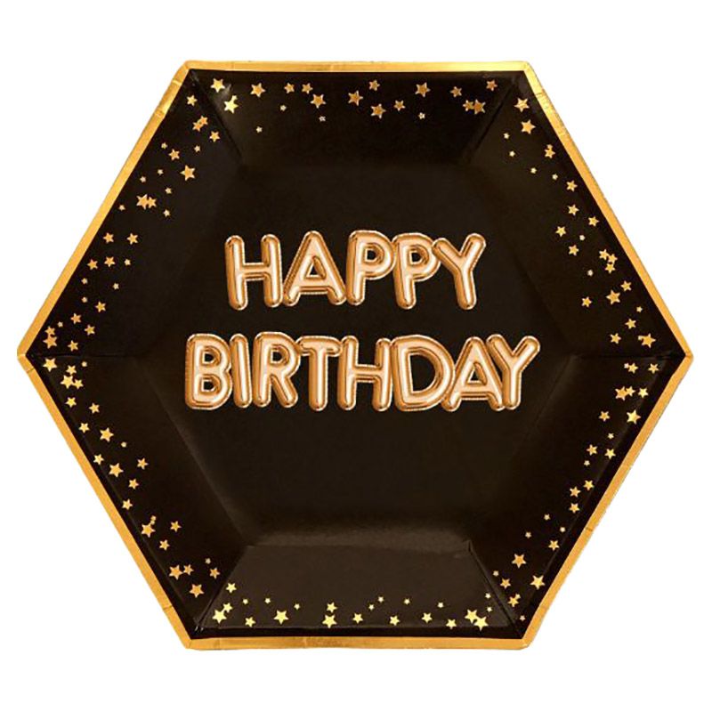 Neviti - Glitz & Glamour Black & Gold Plate Happy Birthday