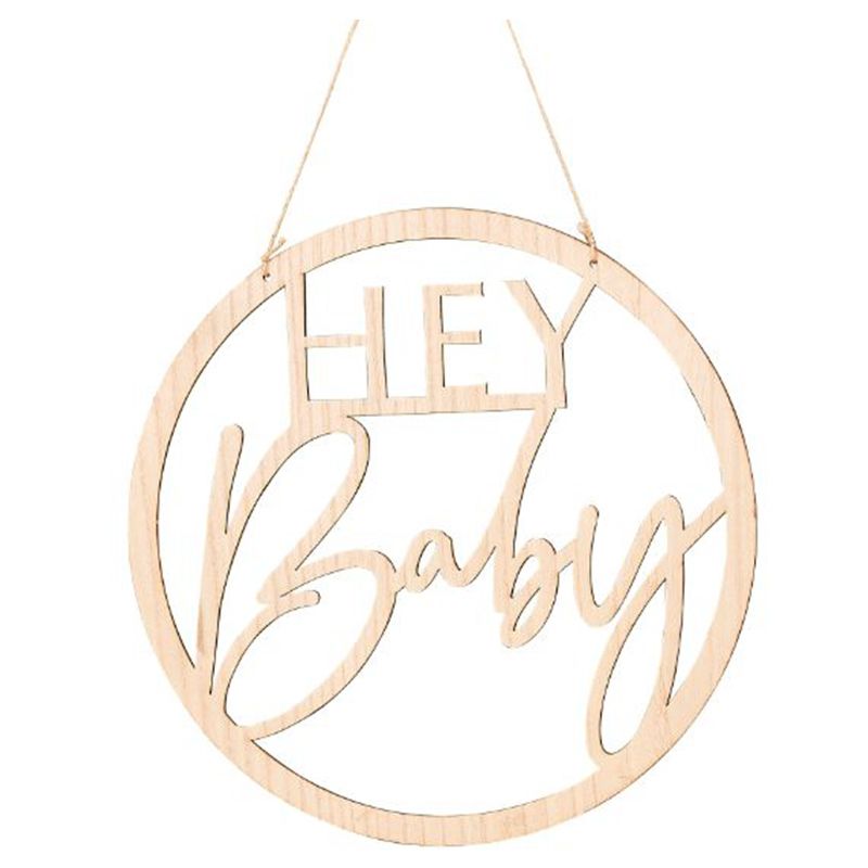 Ginger Ray - Hey Baby Wooden Hoop Wreath