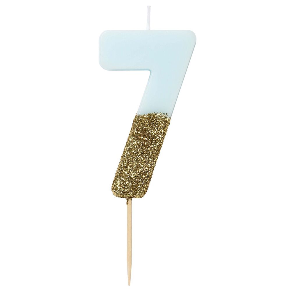 Talking Tables- Glitter Number Candle 7 Blue