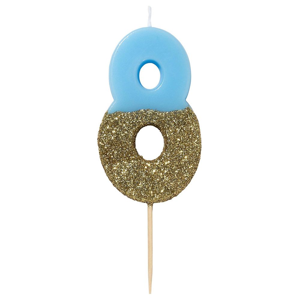 Talking Tables- Glitter Number Candle 8 Blue