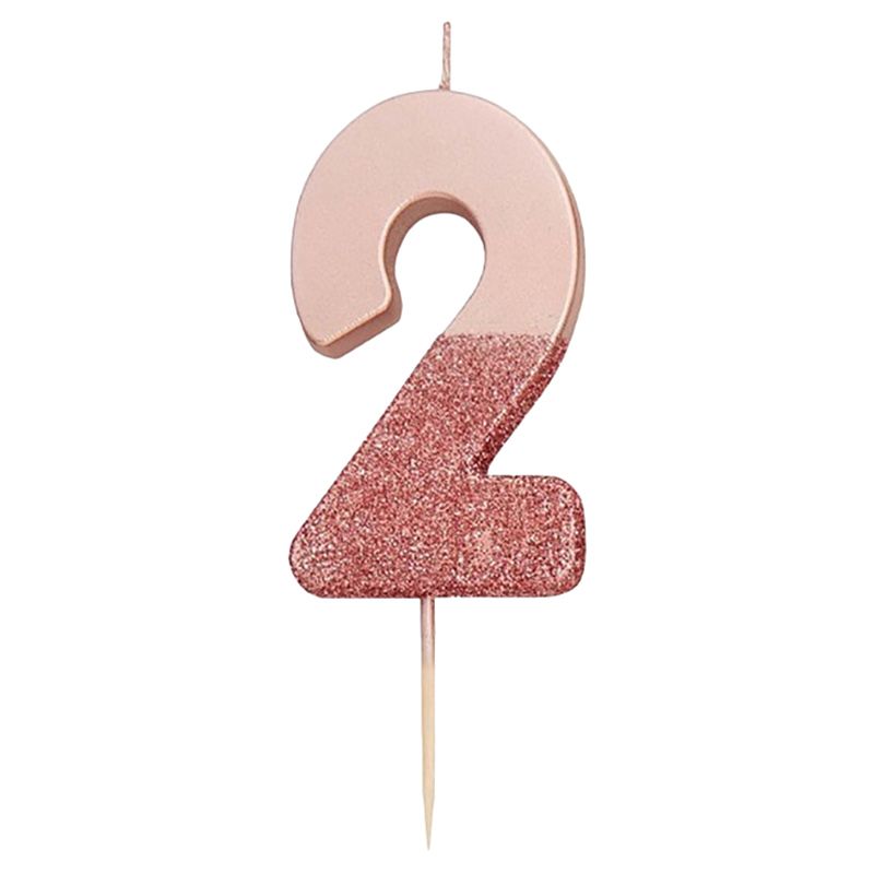 Talking Tables - Glitter Number Candle 2 - Rose Gold