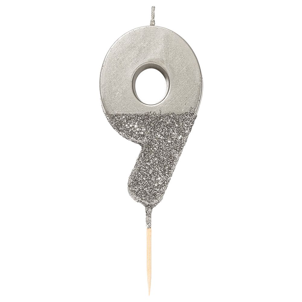 Talking Tables - Silver Glitter Number Candle 9