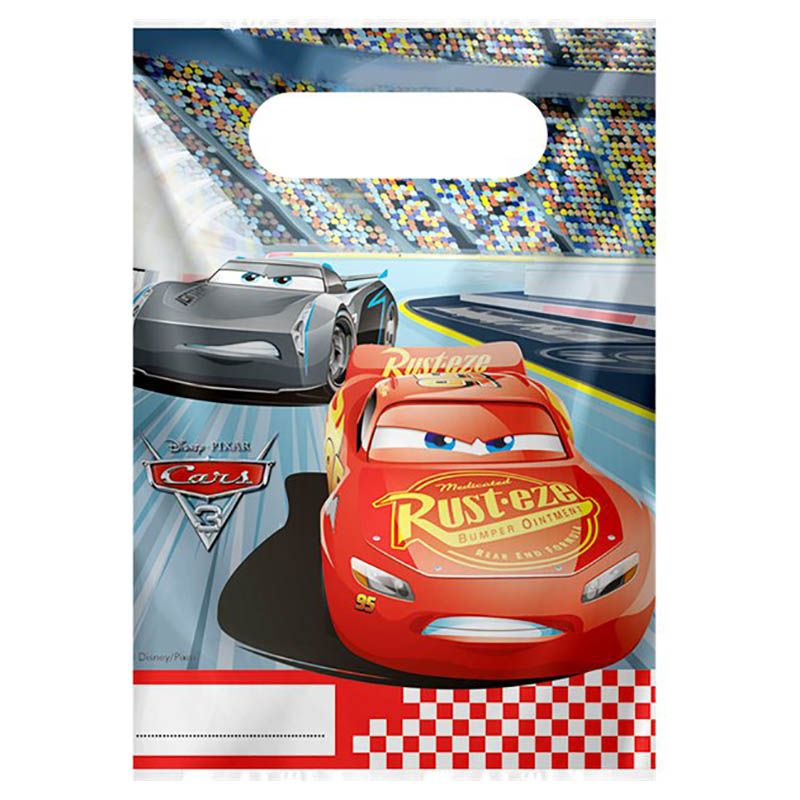 Party Camel - Disney Cars 3 Plastic Party Bags - 6pcs