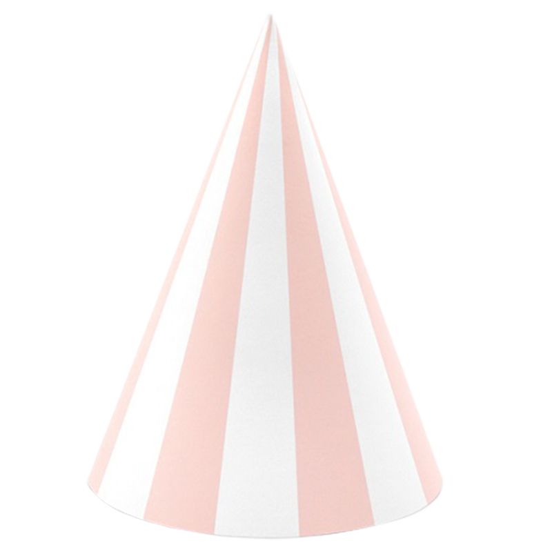 Party Deco - Light Pink Striped Party Hats