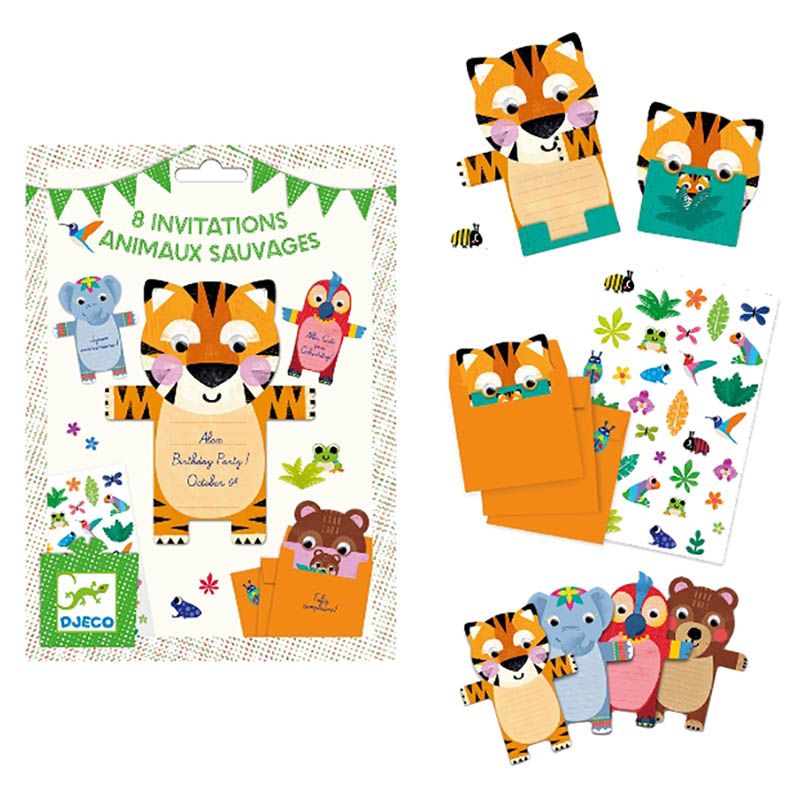 Djeco - Wild Animals Invitation Cards