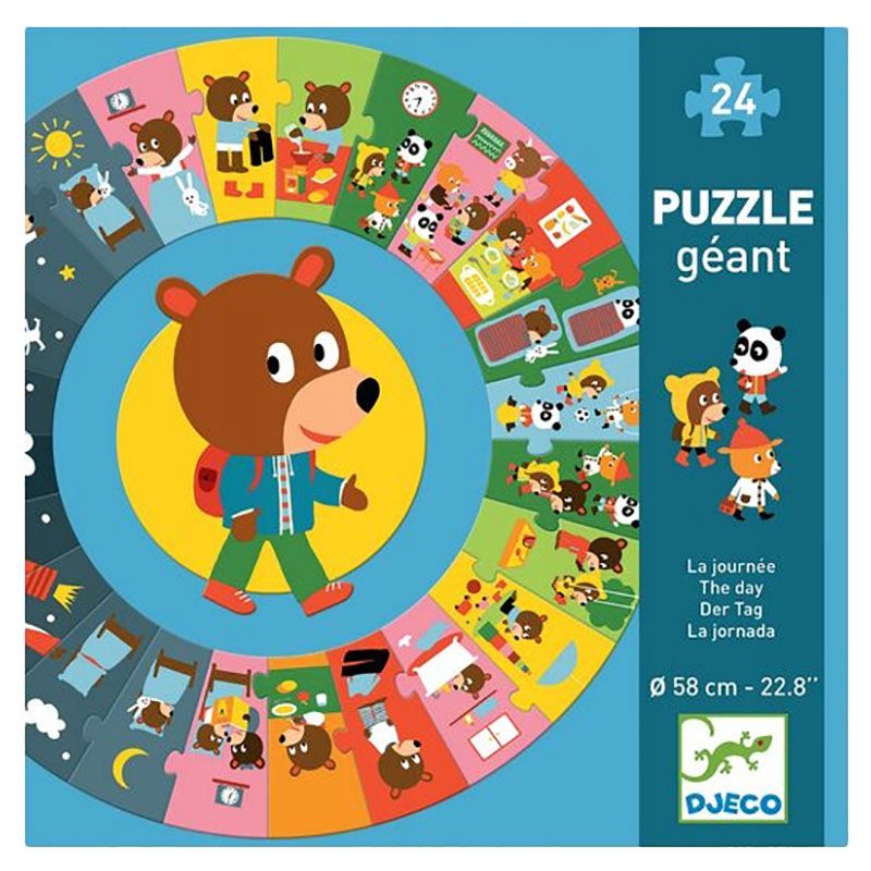 Djeco - The Day Giant Circle Puzzle 24pcs