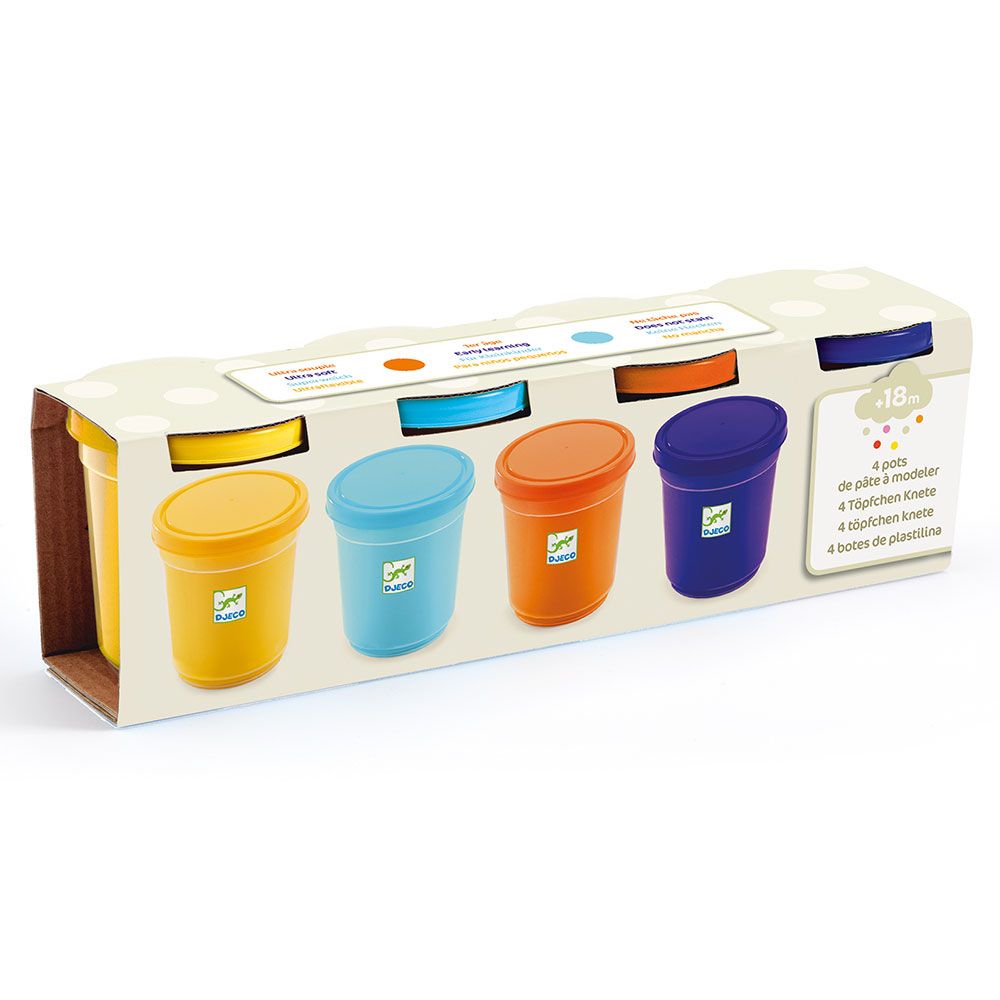 Djeco - 4 Tubs of Play Dough - Nature Colours