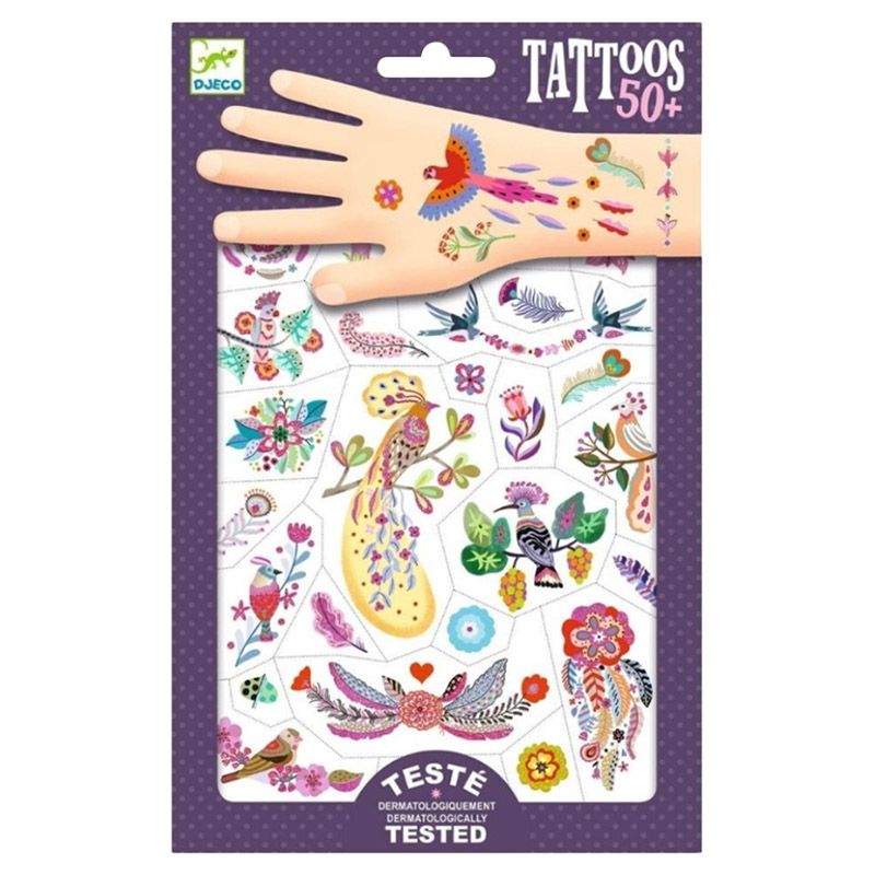 Djeco - Bright Birds Tattoos - 2pcs