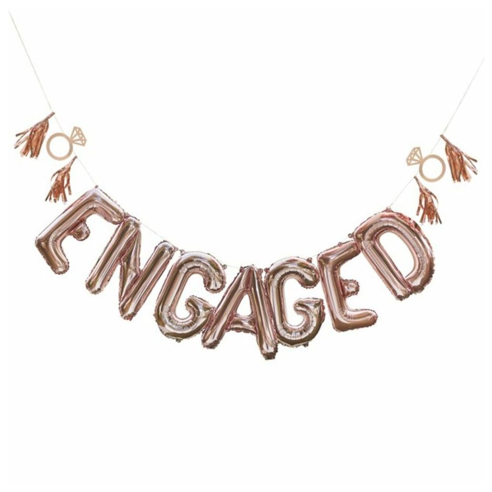 Ginger Ray - Engaged Balloon Bunting - Rose Gold 