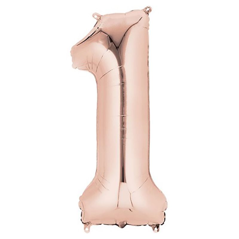 Party Camel - Number 1 Balloon - 34-Inch - Rose Gold