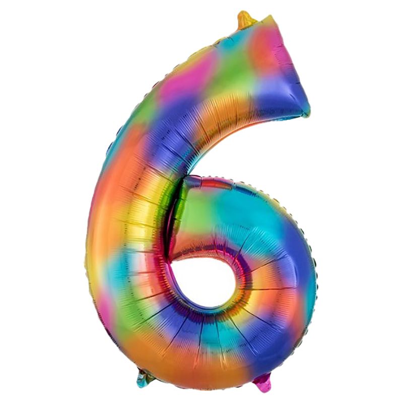 Party Camel - Number 6 Balloon - 34-Inch - Rainbow