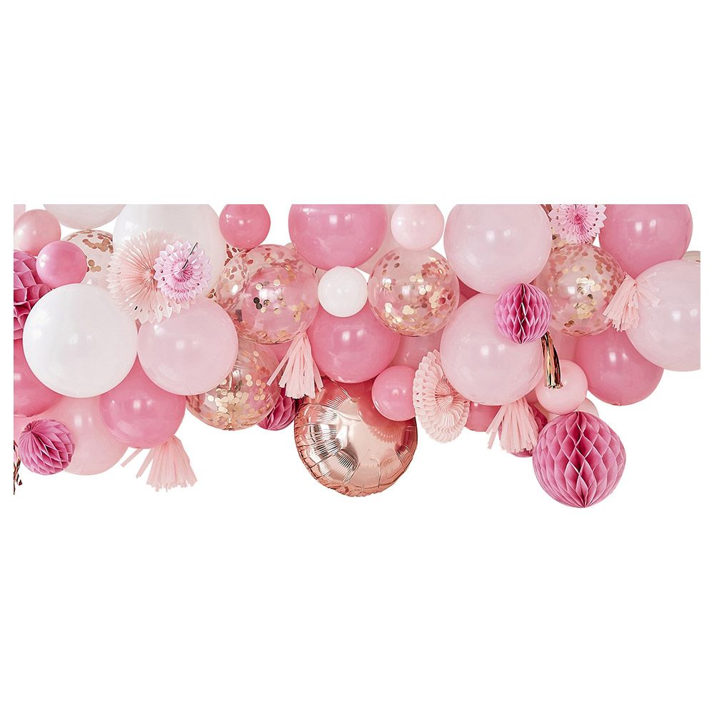 Ginger Ray - Balloon & Fan Garland Backdrop - Blush/Peach