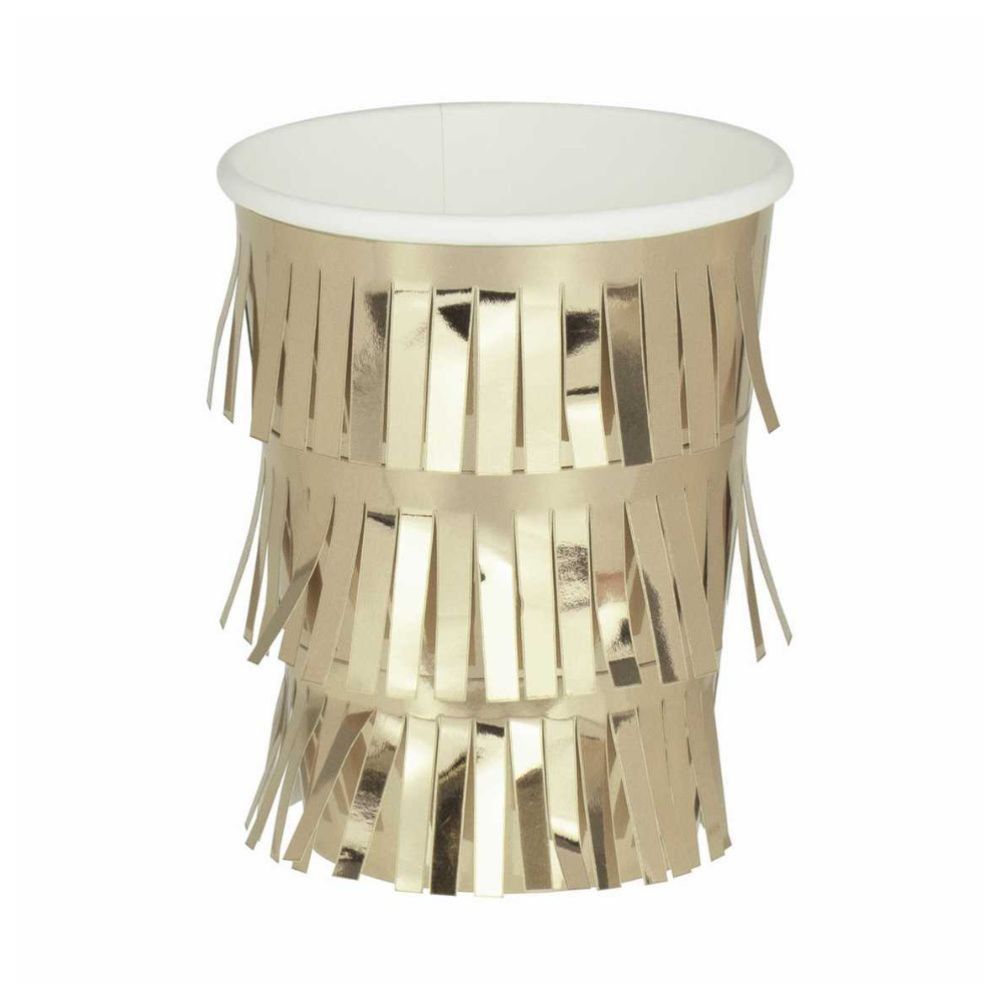 Ginger Ray - Fringed Paper Party Cups - Gold