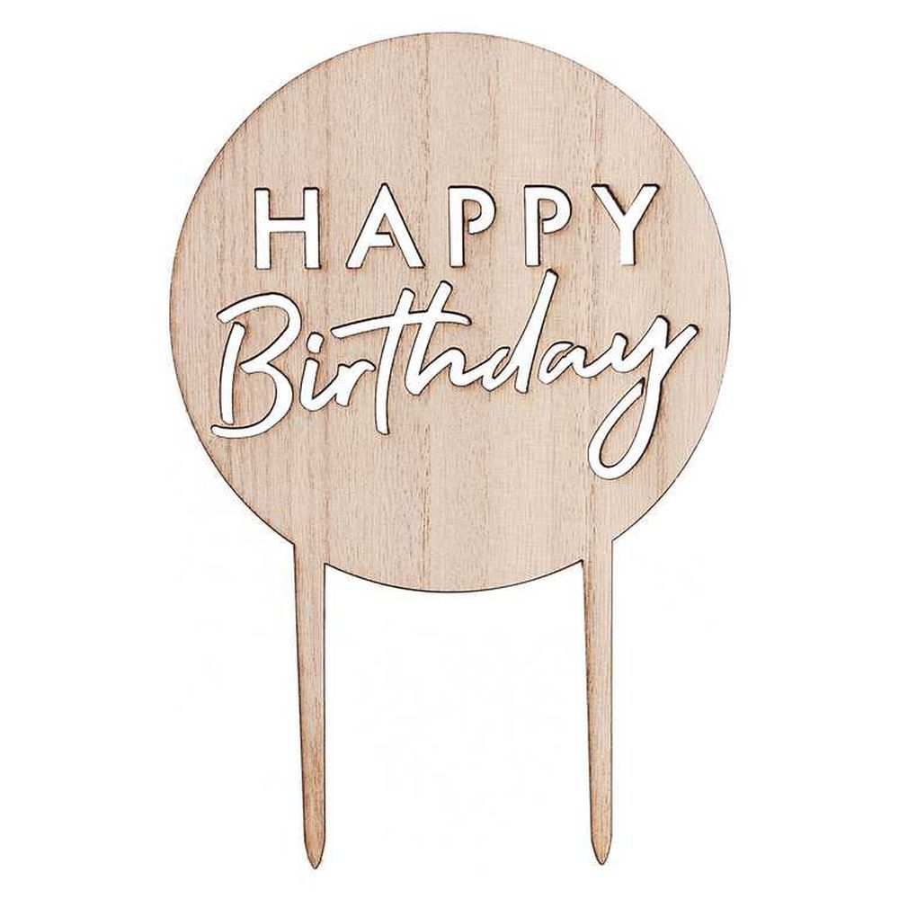 Ginger Ray - Wooden Happy Birthday Cake Topper