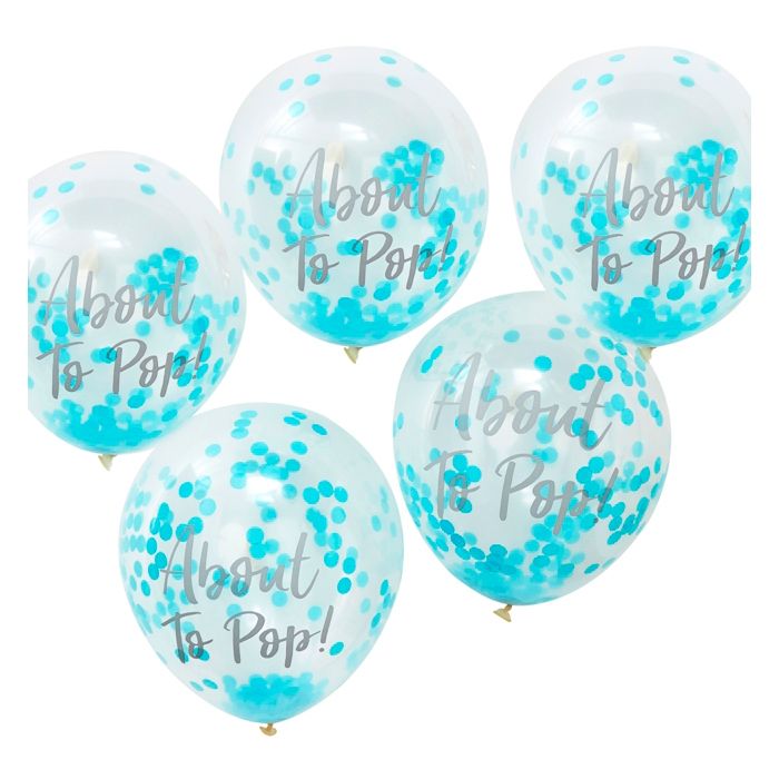 Ginger Ray - Printed Blue Confetti Balloons