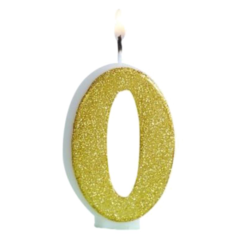 Ginger Ray - Pick & Mix Glitter Candle Number 0 6cm - Gold