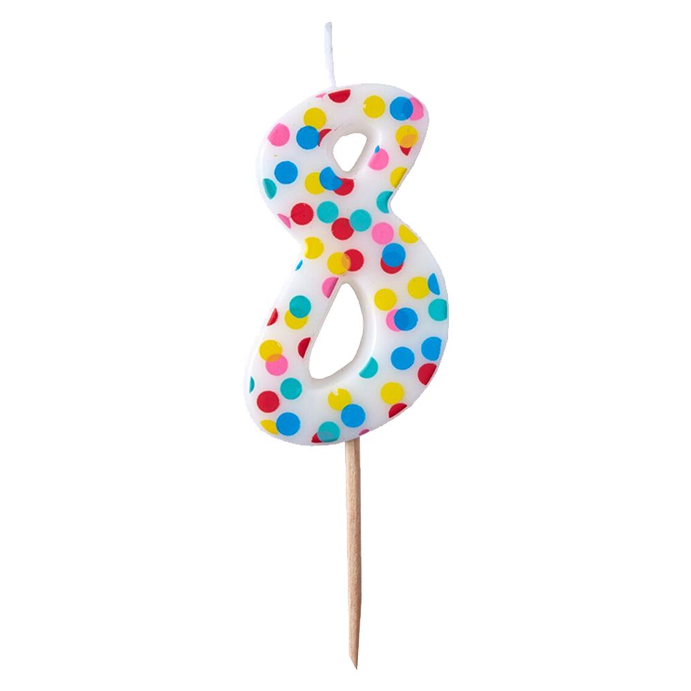 Ginger Ray - Pick & Mix Polka Dot Spotty Candle Number 8