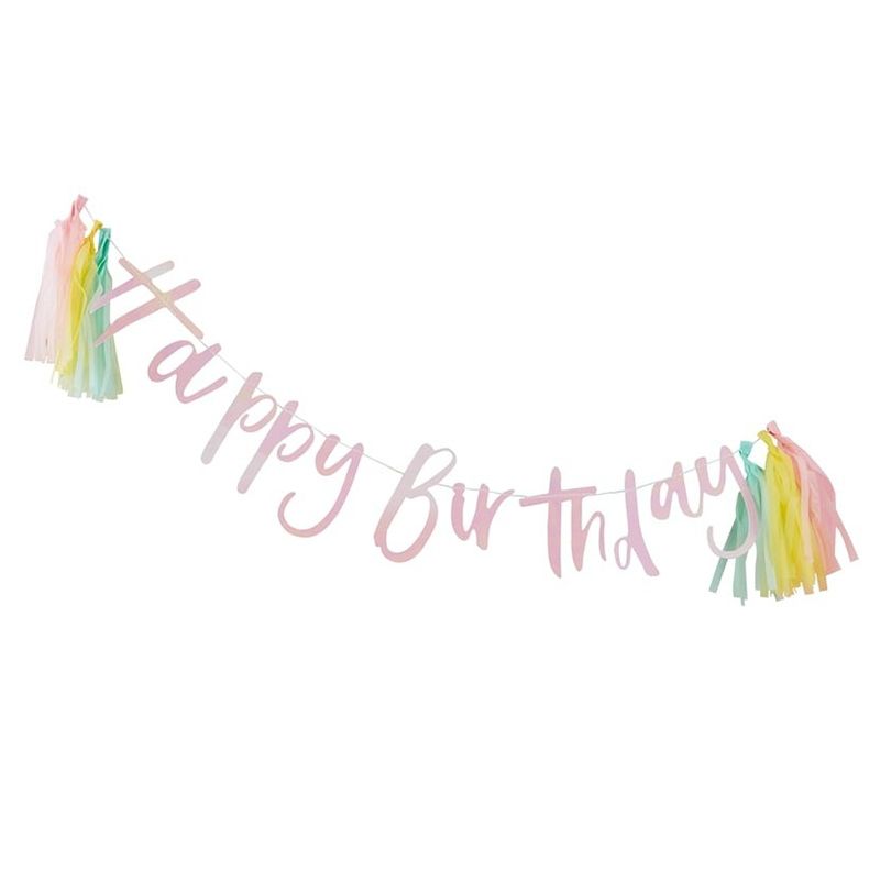 Ginger Ray Happy Birthday Iridescent Bunting Pink