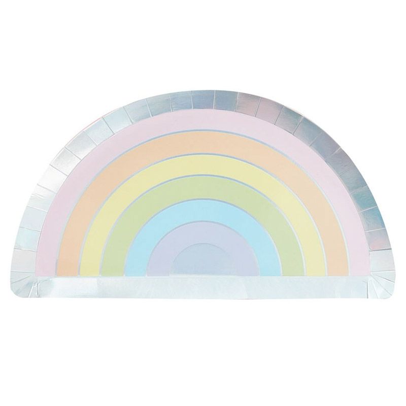 Ginger Ray Pastel & Iridescent Rainbow Paper Plate