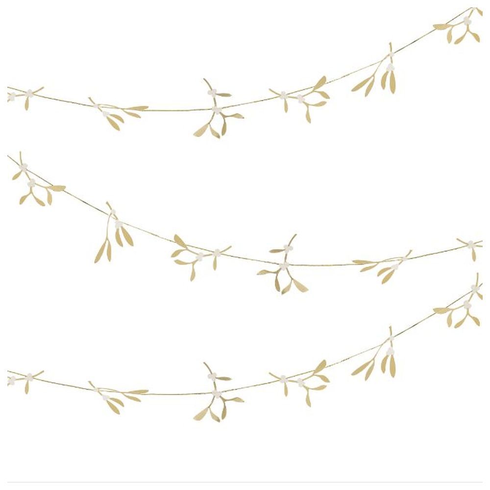 Ginger Ray - Foiled Mistletoe Garland - Gold