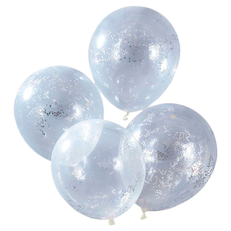 Ginger Ray - Glitter Confetti Balloons - Silver