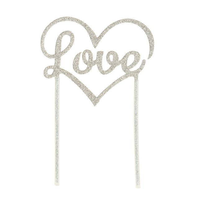 Talking Tables - Love Cake Topper Silver