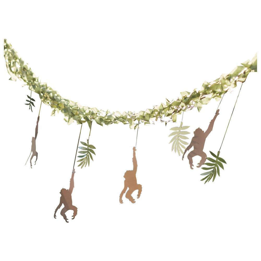 Ginger Ray - Hanging Monkey & Leaf Jungle Backdrop