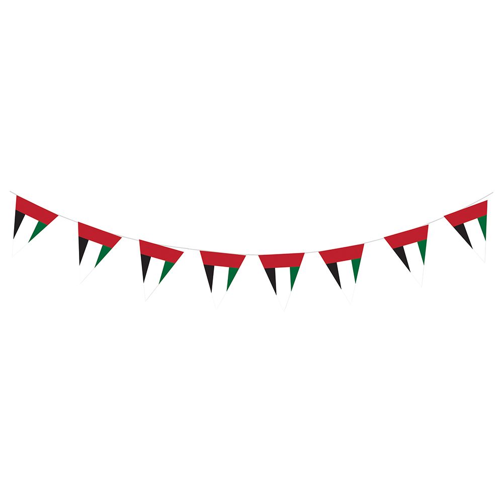 Party Magic - UAE Flag Bunting 13Ft - Red/Green/White/Black