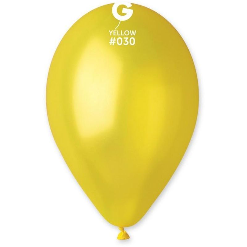 Gemar - 12in Metallic Yellow Latex Balloon 100pcs