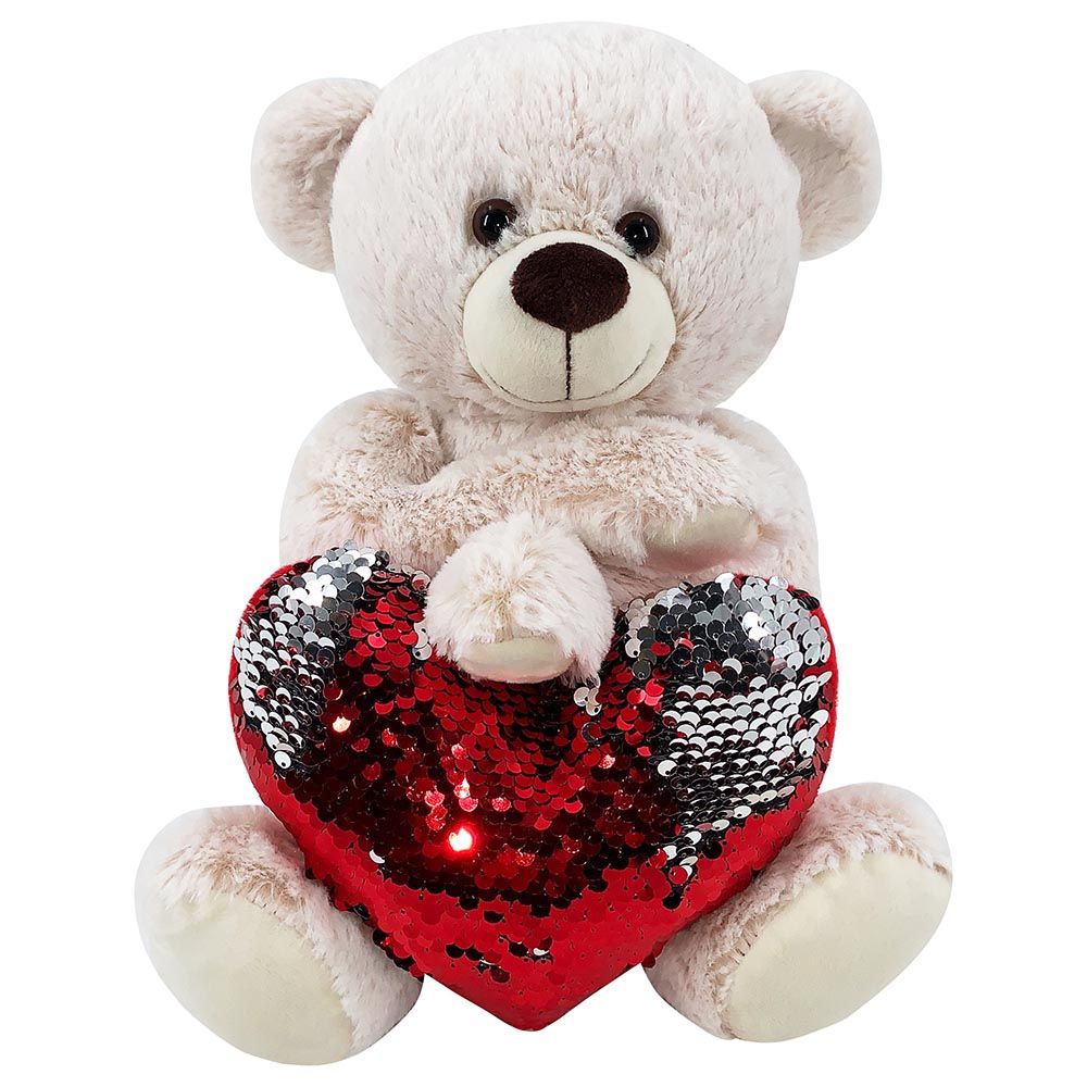 Party Magic - Valentine Plush Bear With Sequins Heart 25Cm