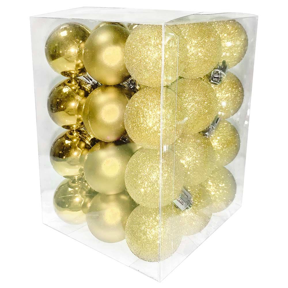 Christmas Magic - 36pcs Christmas Balls Shiny Matt Glitter 3cm - Gold