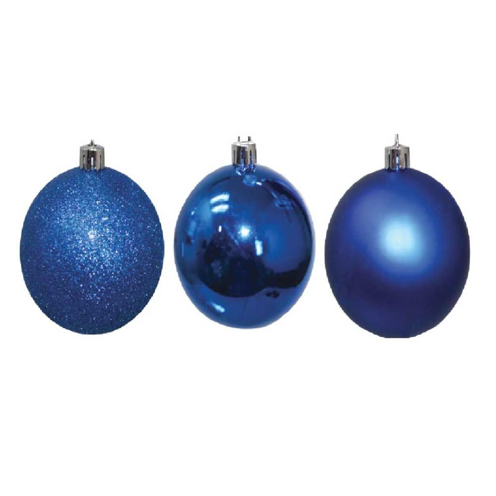 Christmas Magic - Shiny Matt Glitter Balls 7 cm Pack of 12 - Blue