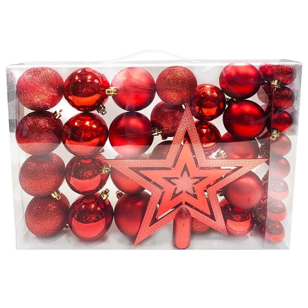 Party Zone - Christmas Baubles Gift Set Red 41Ct