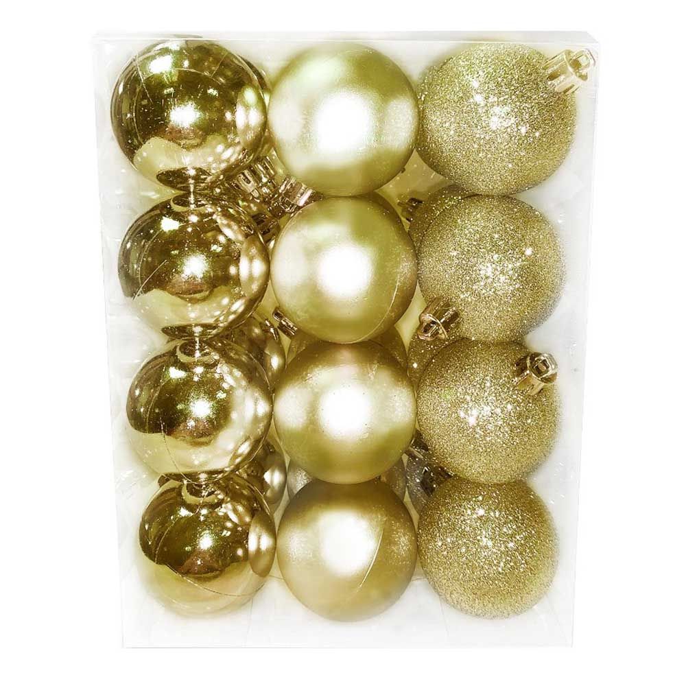 Christmas Magic - Shiny Matt Glitter Balls 5 cm Pack of 24 - Gold