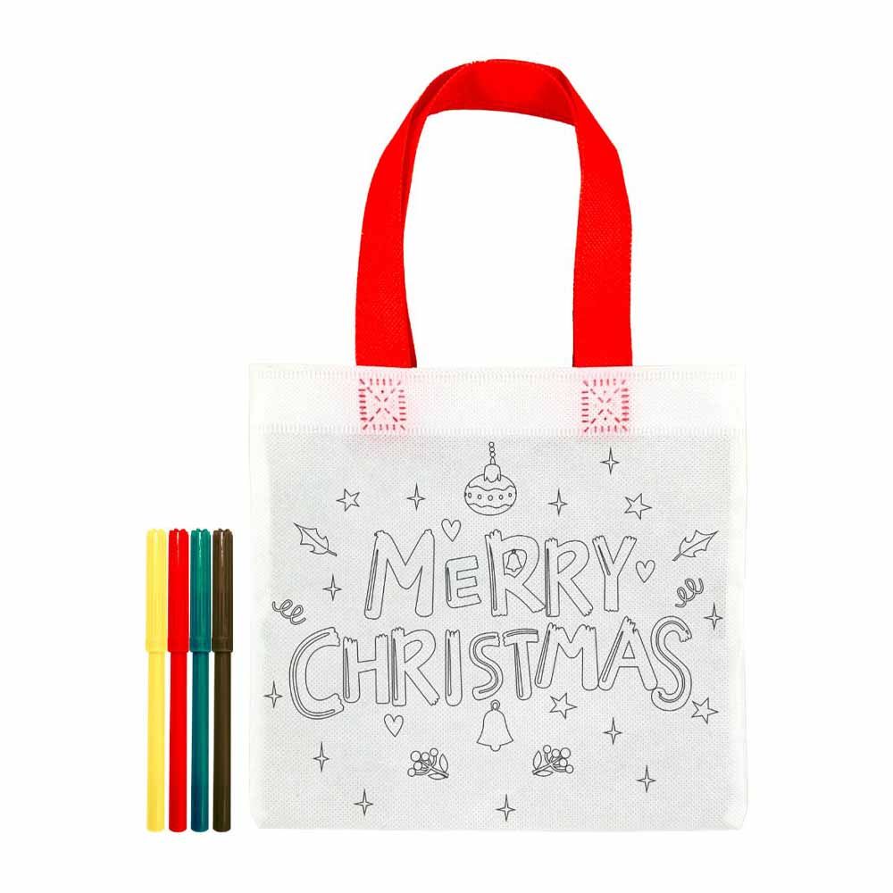 Christmas Magic Merry Christmas Diy Painting Hand Bag 20 cm White