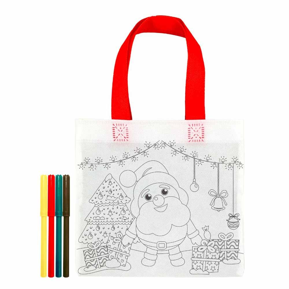 Christmas Magic Christmas Santa Diy Painting Hand Bag 20 cm White