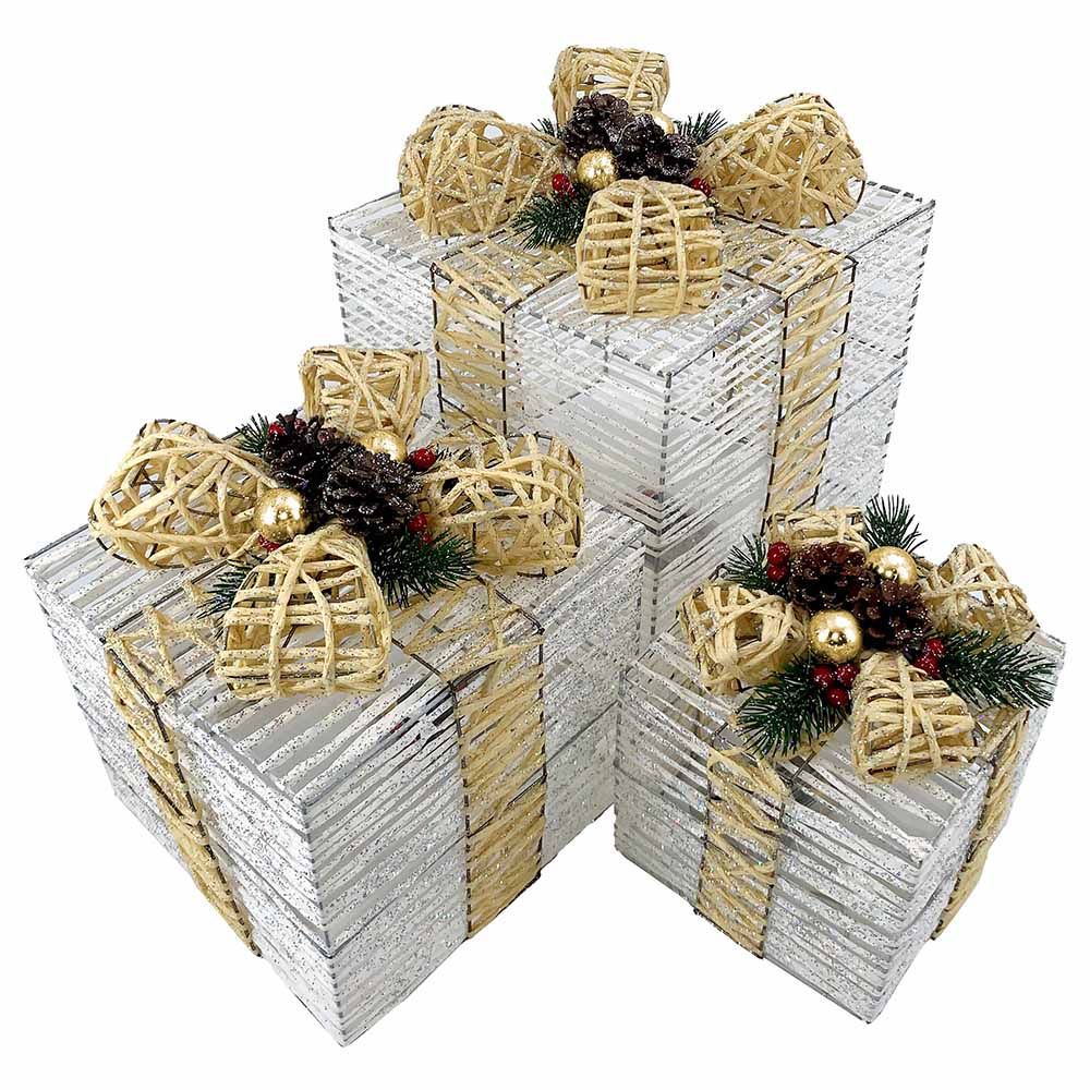 Christmas Magic - Christmas Gift Box w/ LED Set - Gold