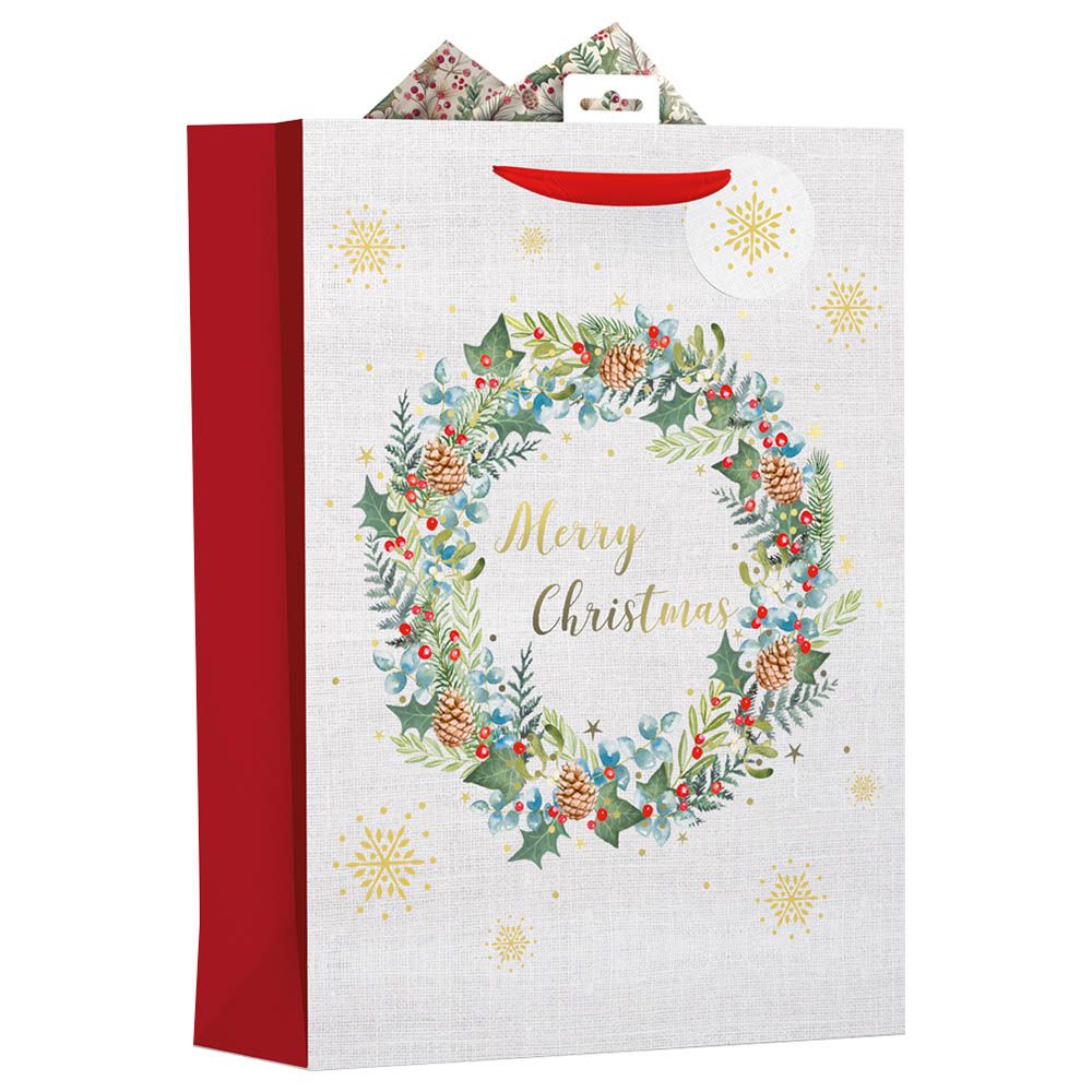 Giftmaker - Merry Christmas Foliage Gift Bag - X-Large