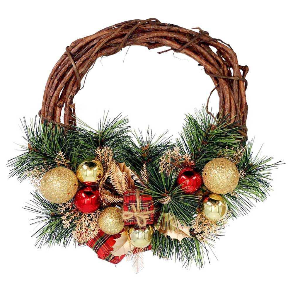 Christmas Magic - Christmas Rattan Wreath 25cm - Gold