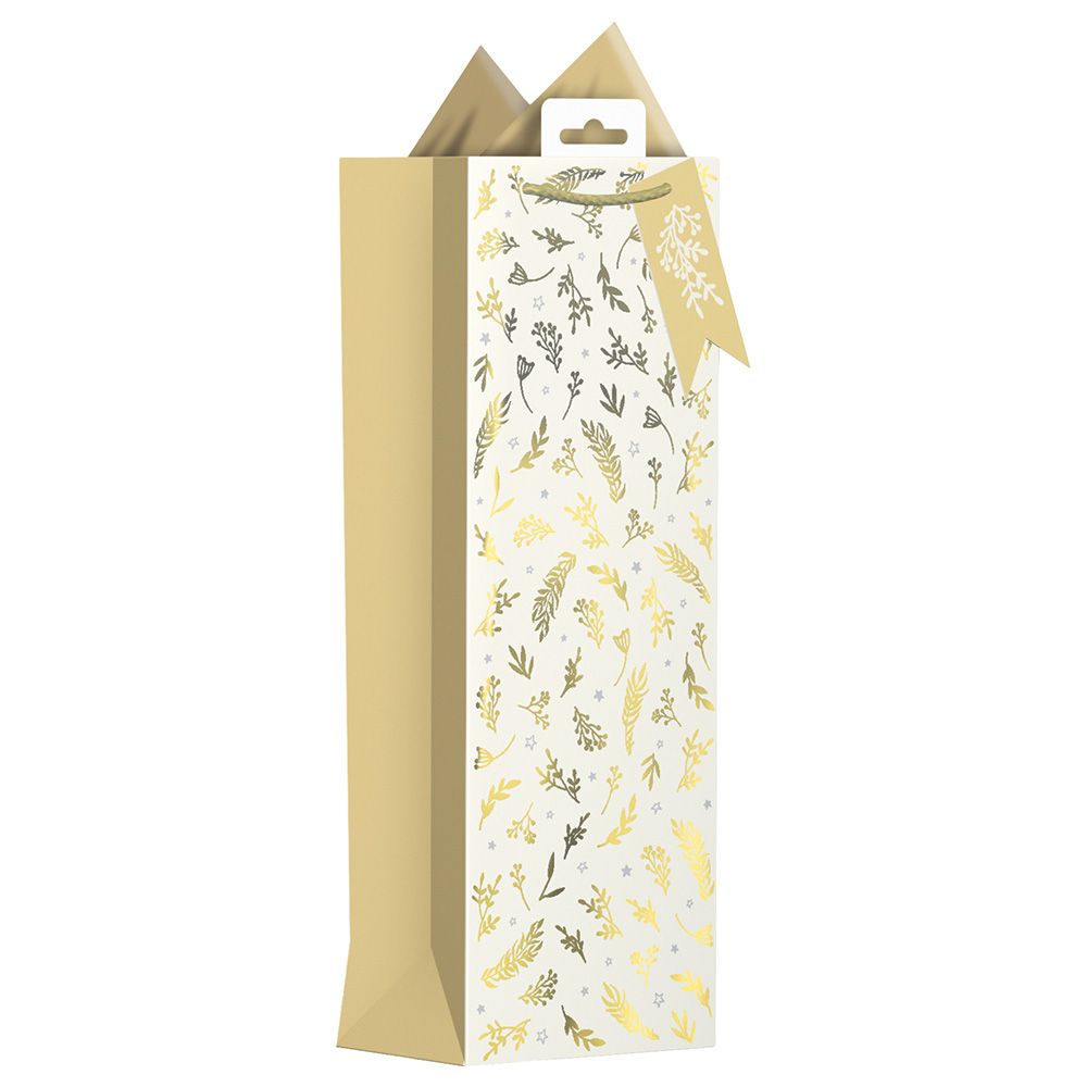 Giftmaker - Gold & Cream Wreath Bottle Bag