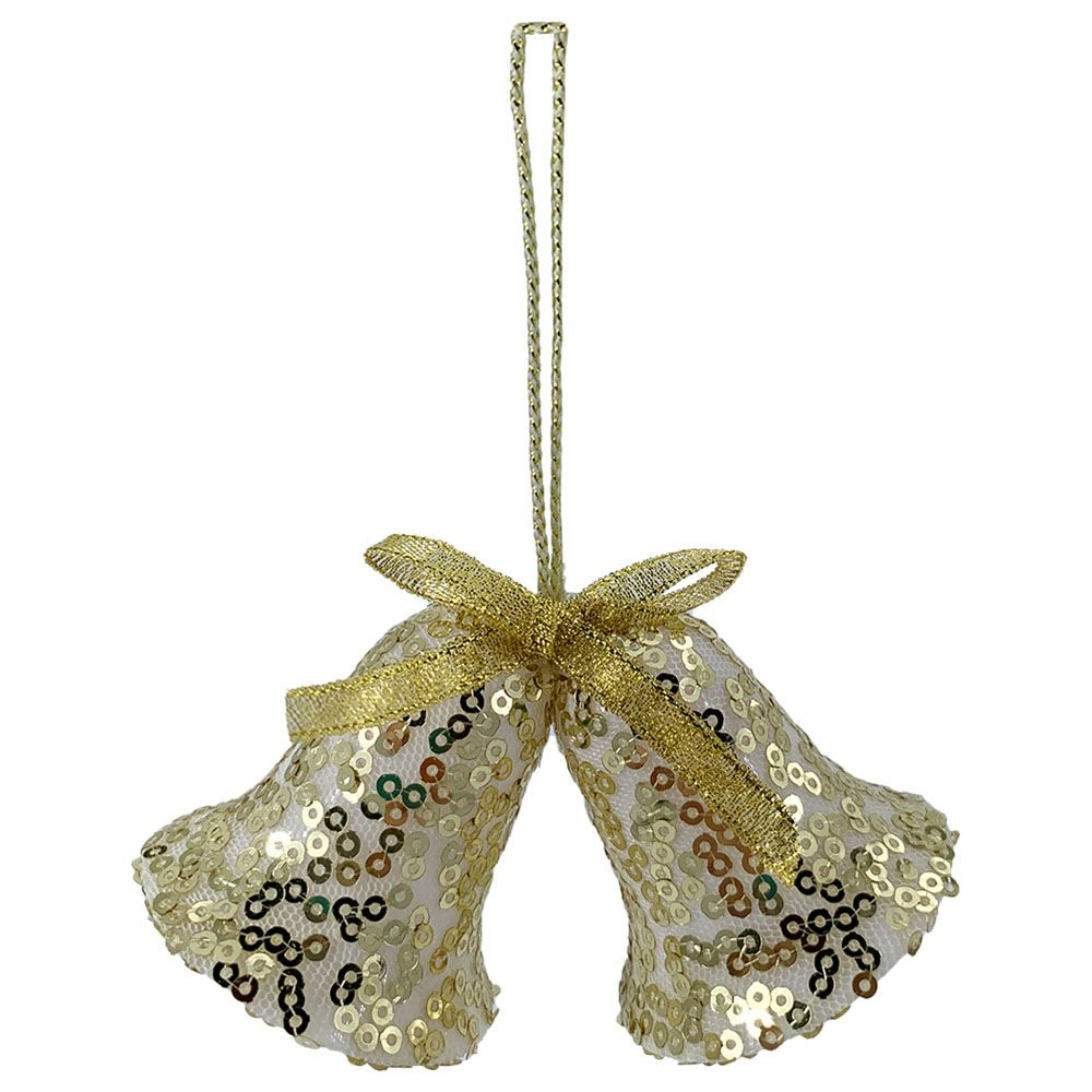 Christmas Magic - Christmas Hanging Bells w/ Sequins 2pcs - Gold