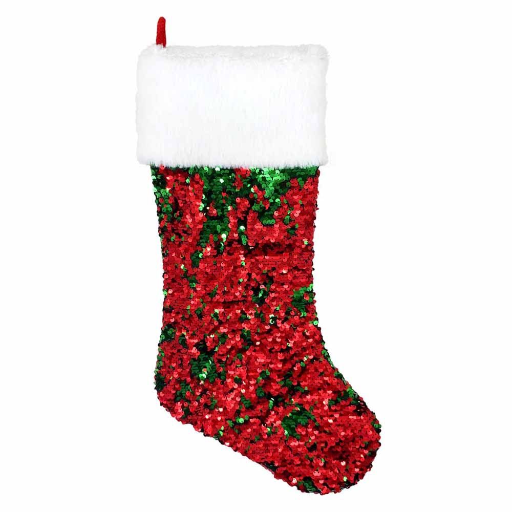 Christmas Magic - Reversible Sequins Stocking 48 cm - Red