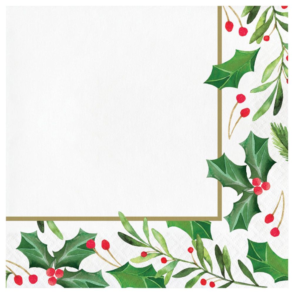 Creative Converting - 16pcs Traditional Holly Luncheon Napkin 2ply