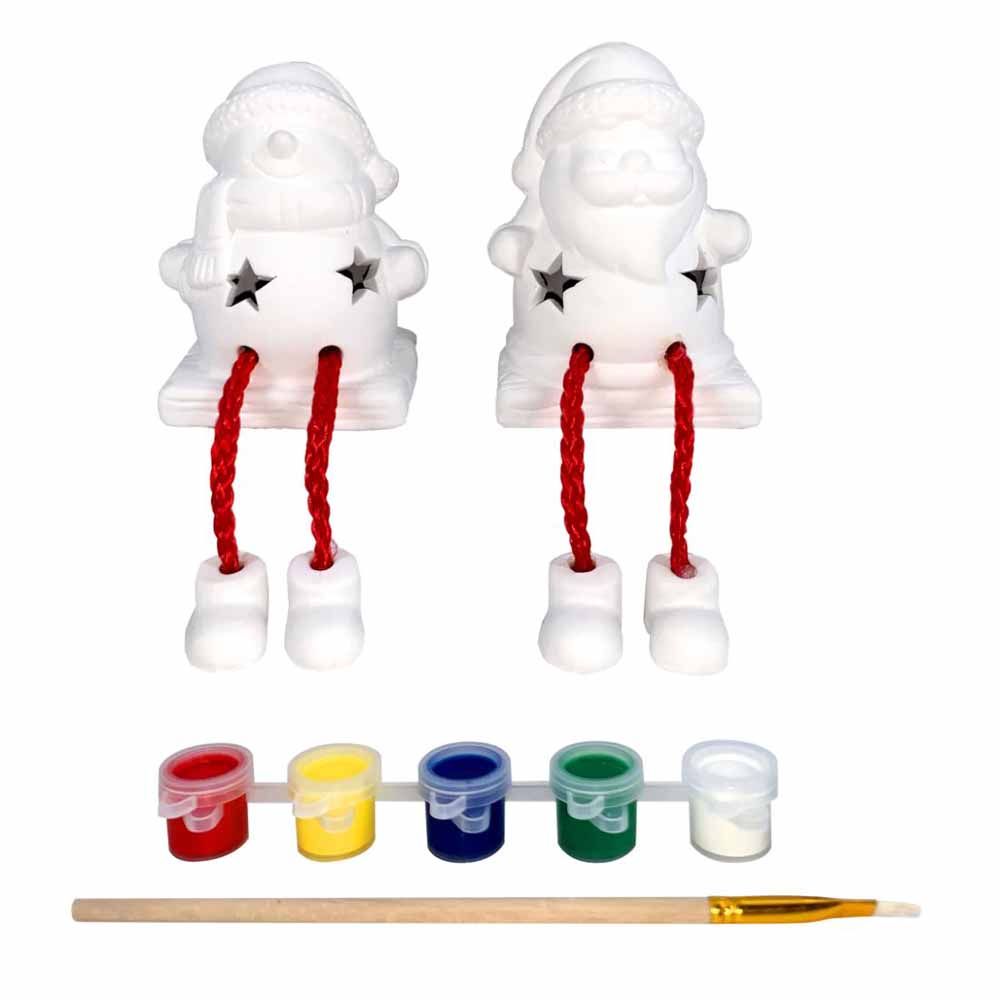 Christmas Magic - Santa & Snowman Diy W/Light - Pack of 2 - White