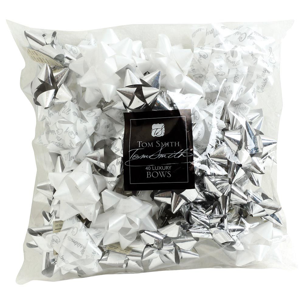 Tom Smith - 40pcs Luxury Bows in Bag - Silver