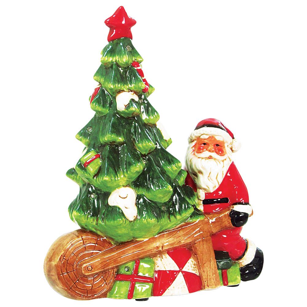 Christmas Magic - LED Santa Cart with Tree - Red